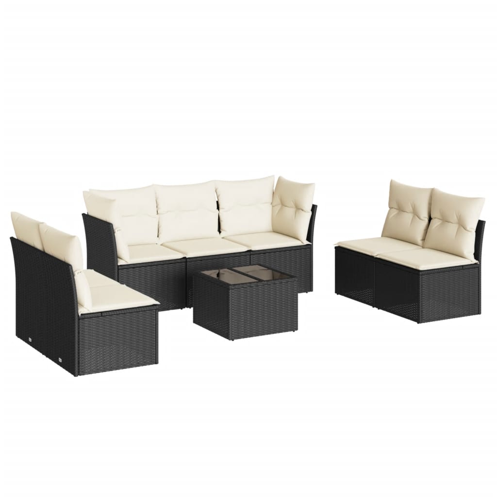 sofasæt til haven 8 dele med hynder polyrattan sort
