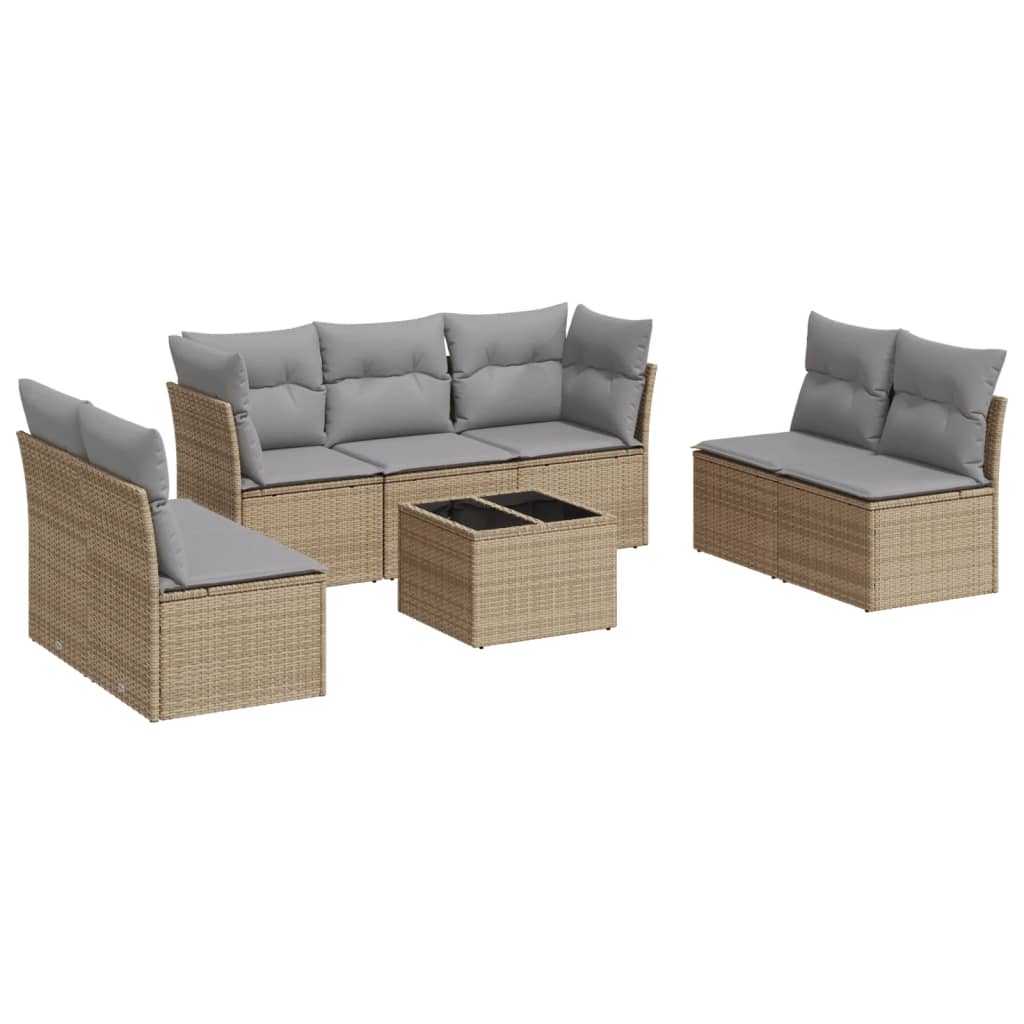 sofasæt til haven 8 dele med hynder polyrattan beige