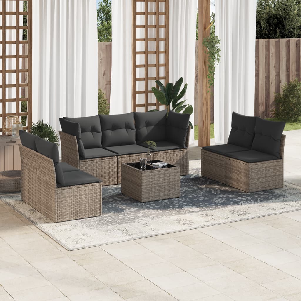 sofasæt til haven 8 dele med hynder polyrattan grå