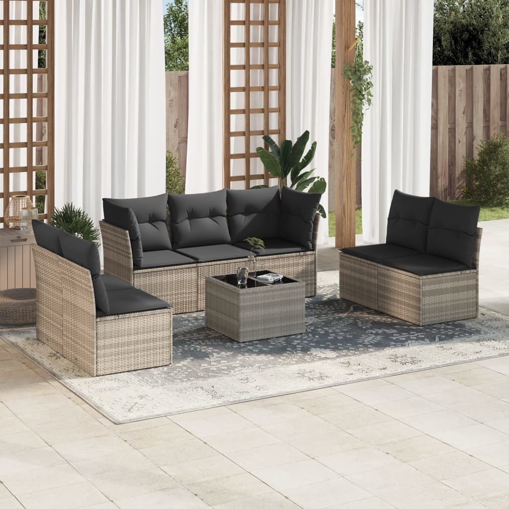 sofasæt til haven 8 dele med hynder polyrattan lysegrå