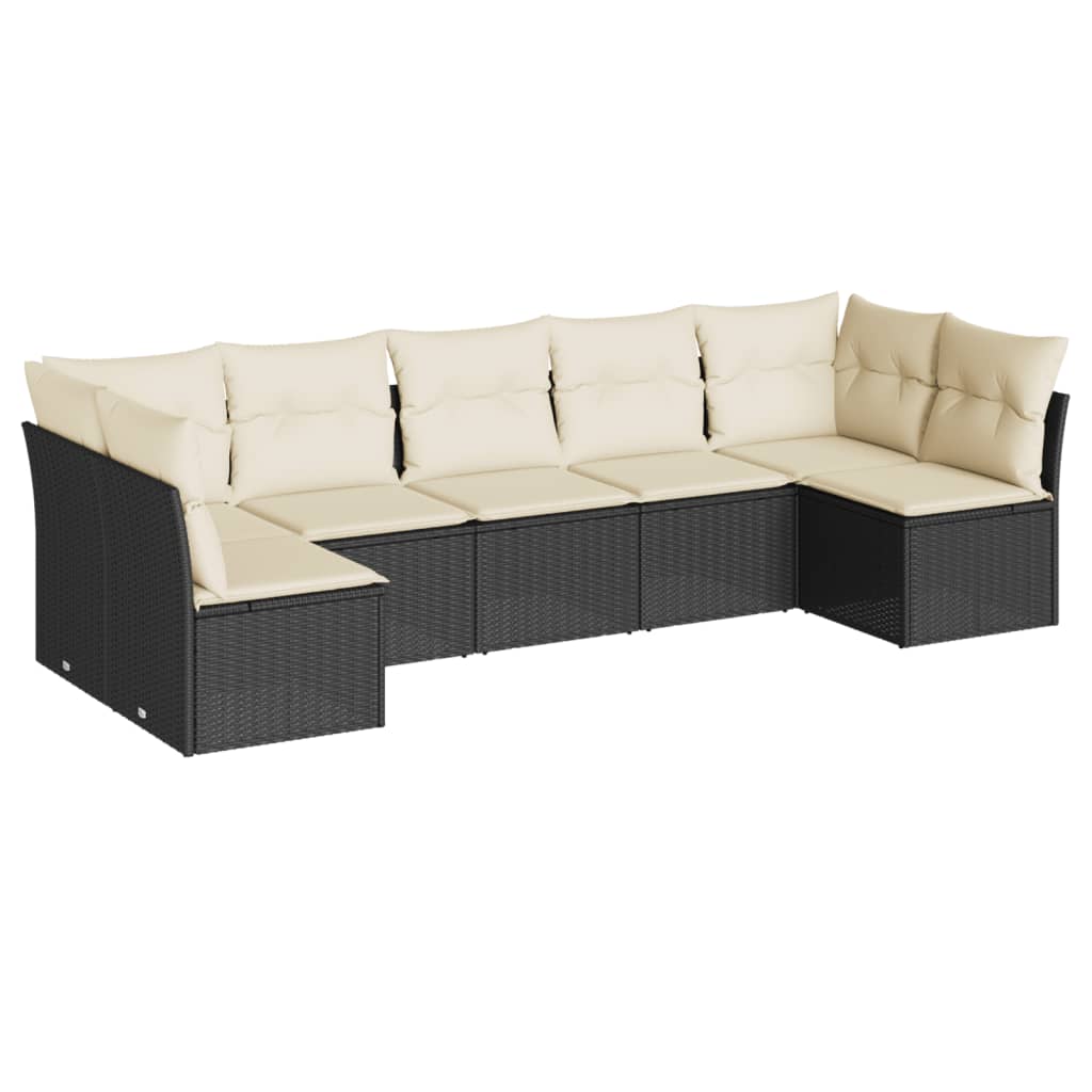 sofasæt til haven 7 dele med hynder polyrattan sort