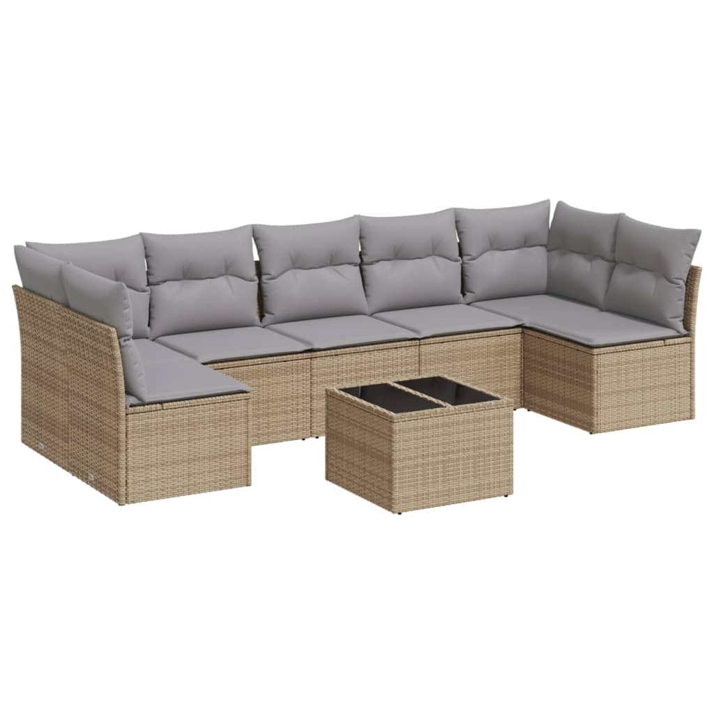 sofasæt til haven 8 dele med hynder polyrattan beige