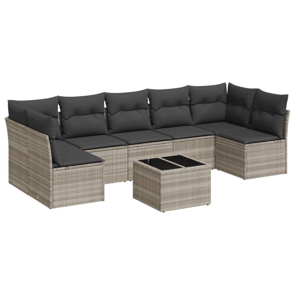 sofasæt til haven 8 dele med hynder polyrattan lysegrå