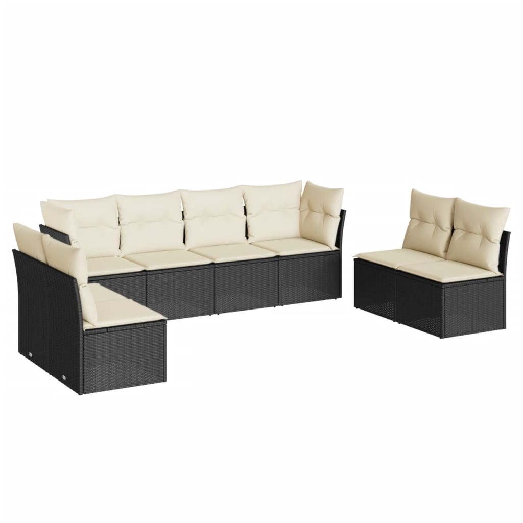 sofasæt til haven 8 dele med hynder polyrattan sort