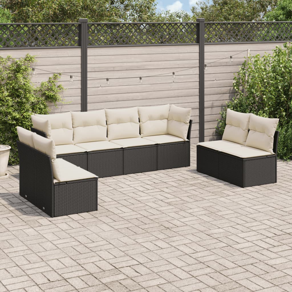 sofasæt til haven 8 dele med hynder polyrattan sort