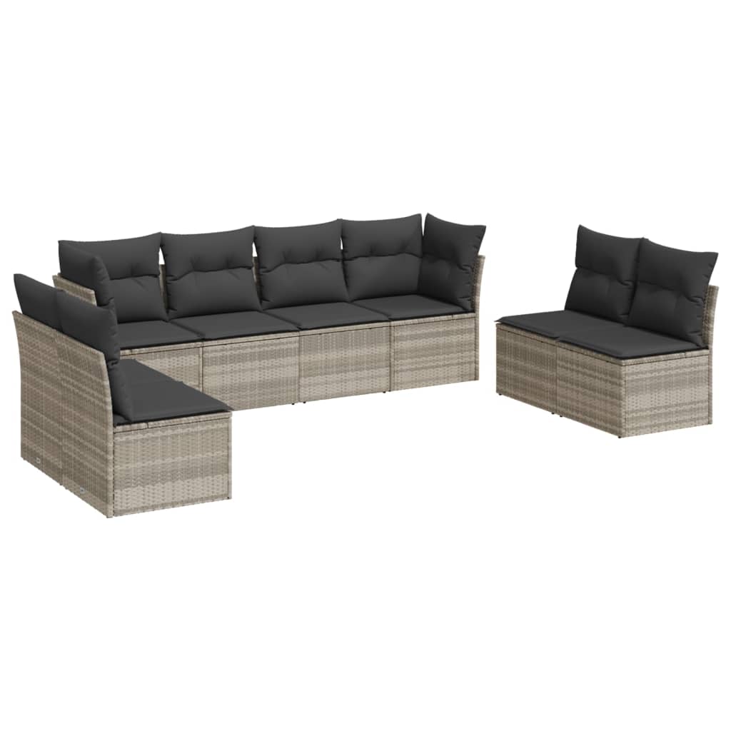 sofasæt til haven 8 dele med hynder polyrattan lysegrå