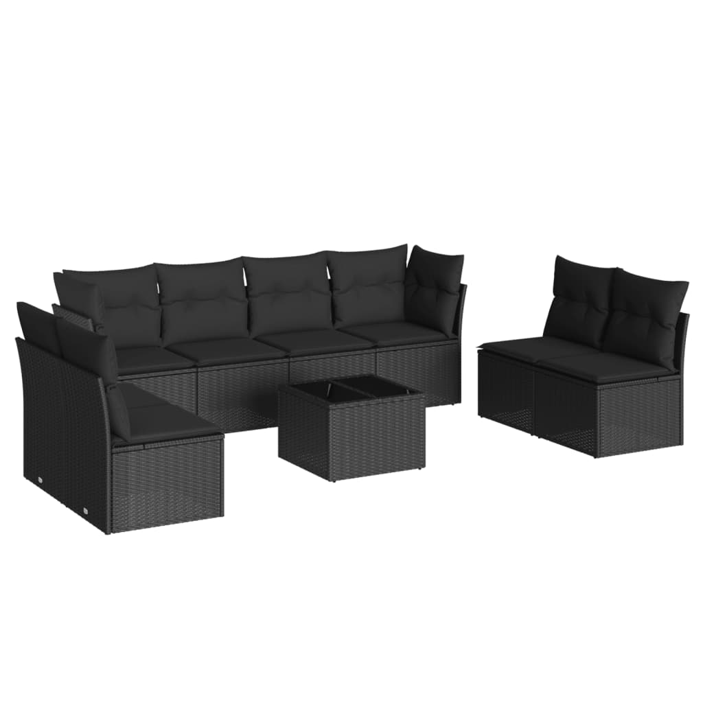 sofasæt til haven 9 dele med hynder polyrattan sort