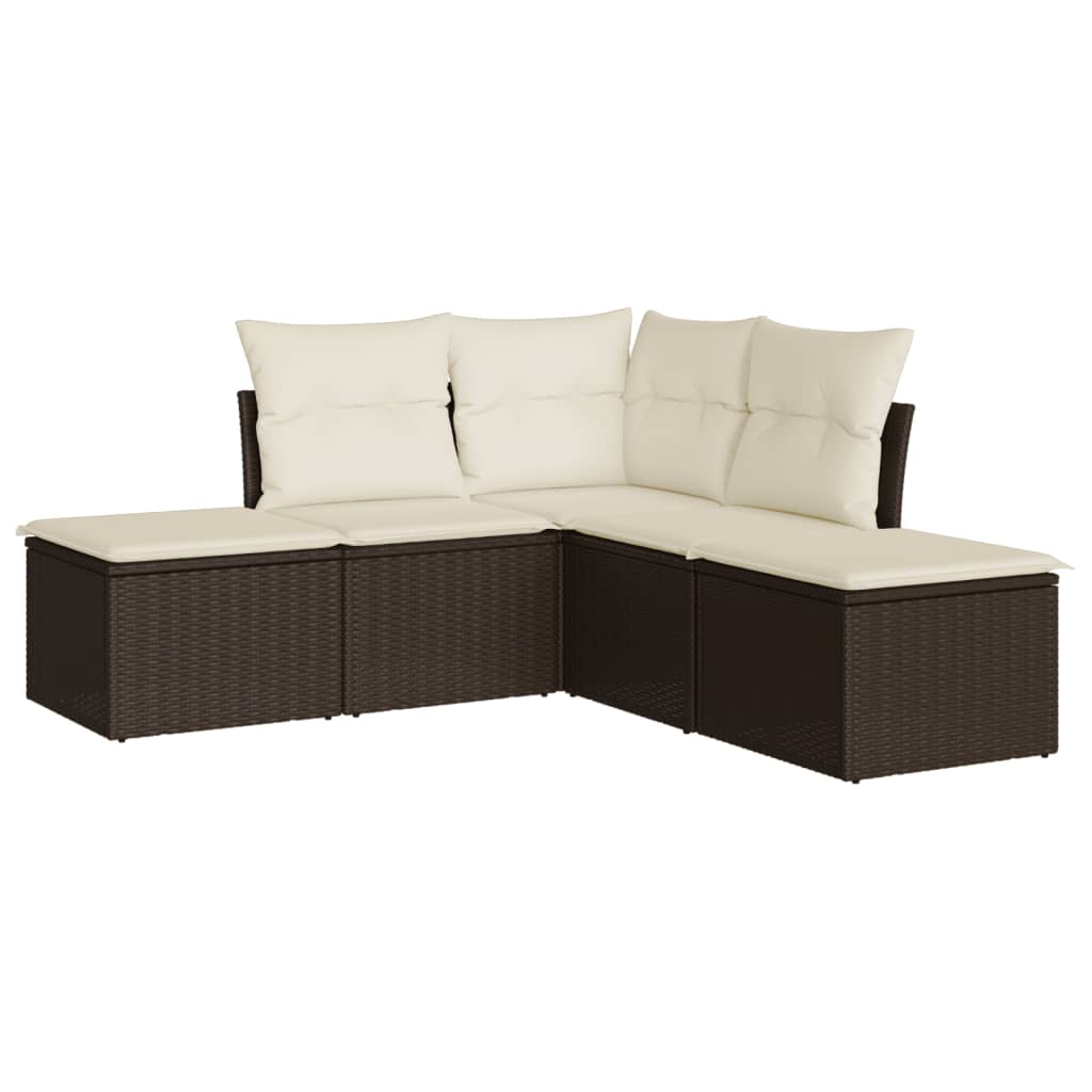 sofasæt til haven 5 dele med hynder polyrattan brun