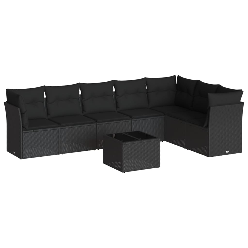 sofasæt til haven 8 dele med hynder polyrattan sort