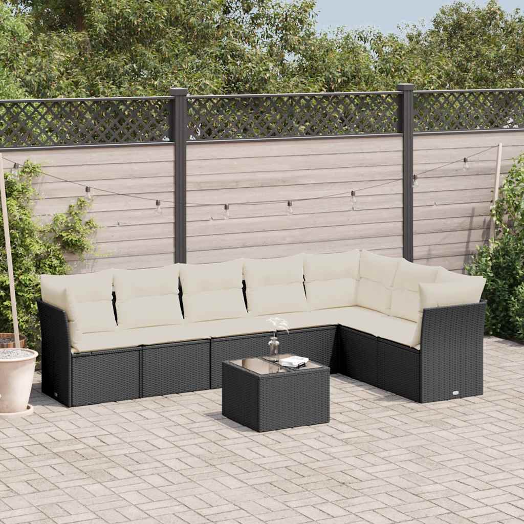 sofasæt til haven 8 dele med hynder polyrattan sort
