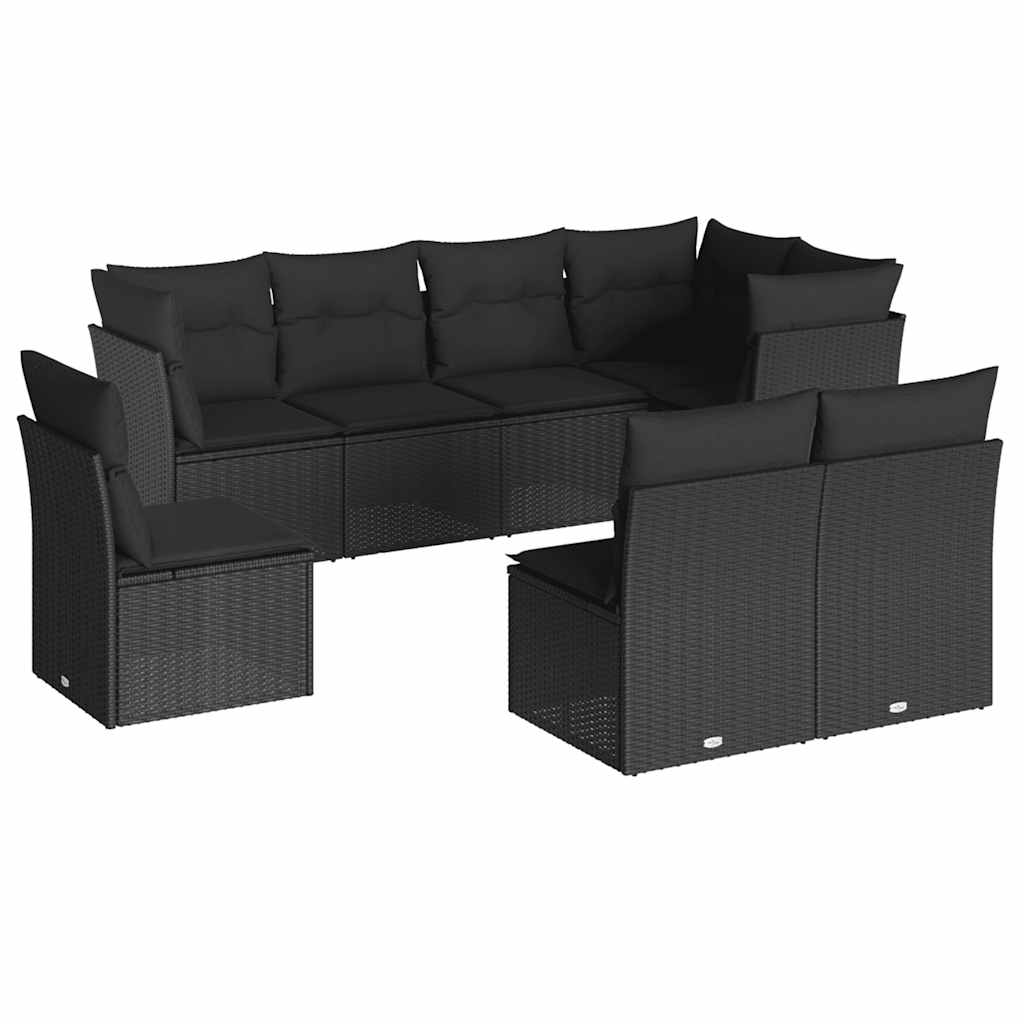 sofasæt til haven 8 dele med hynder polyrattan sort