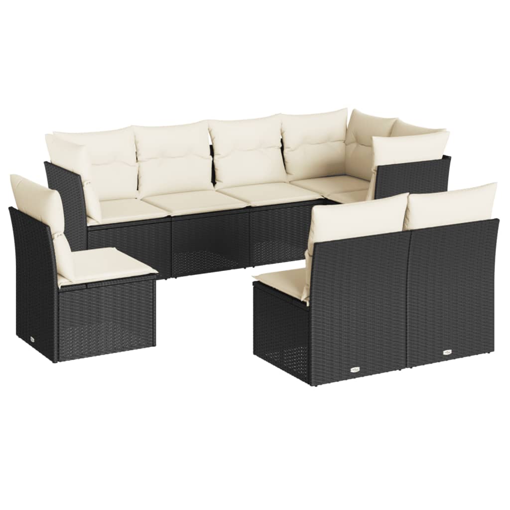 sofasæt til haven 8 dele med hynder polyrattan sort