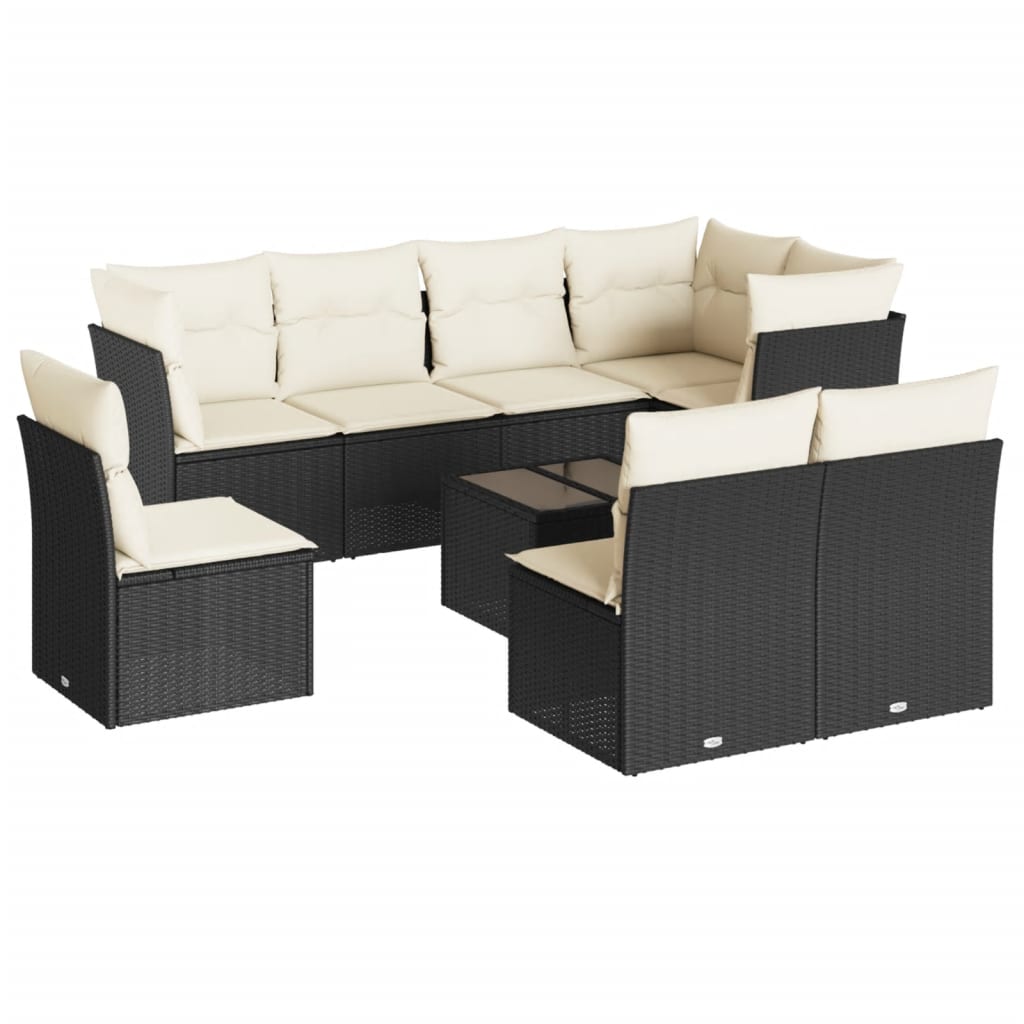 sofasæt til haven 9 dele med hynder polyrattan sort