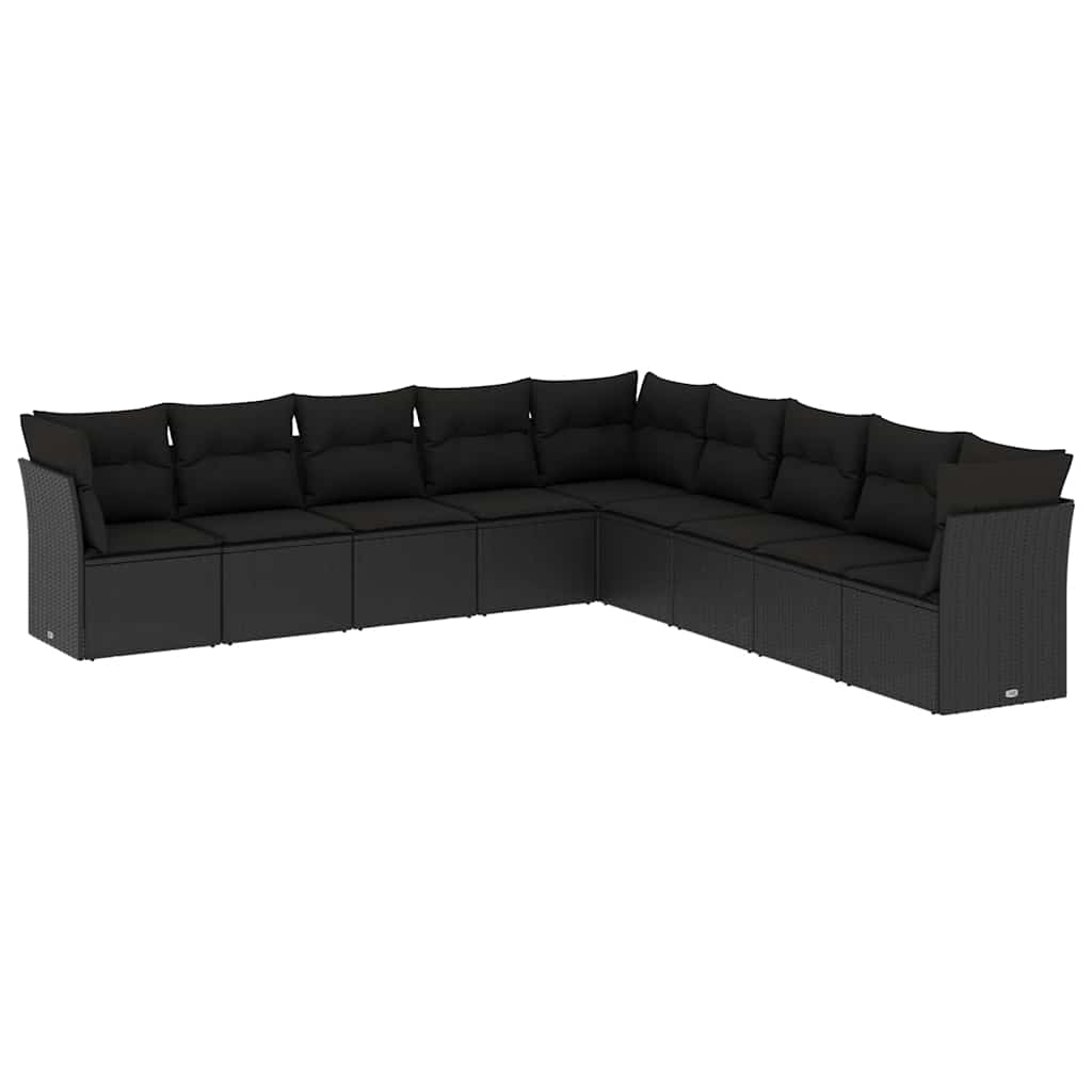 sofasæt til haven 9 dele med hynder polyrattan sort