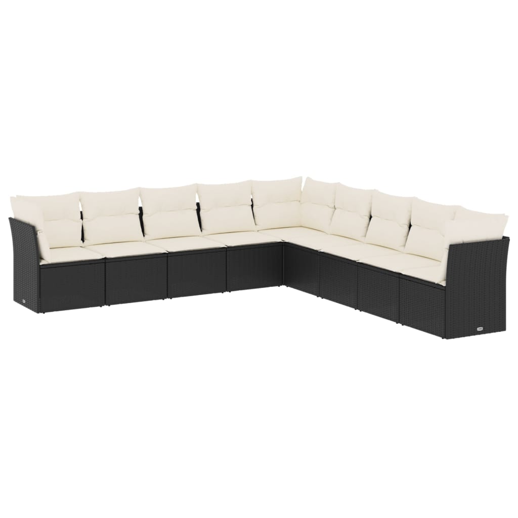 sofasæt til haven 9 dele med hynder polyrattan sort