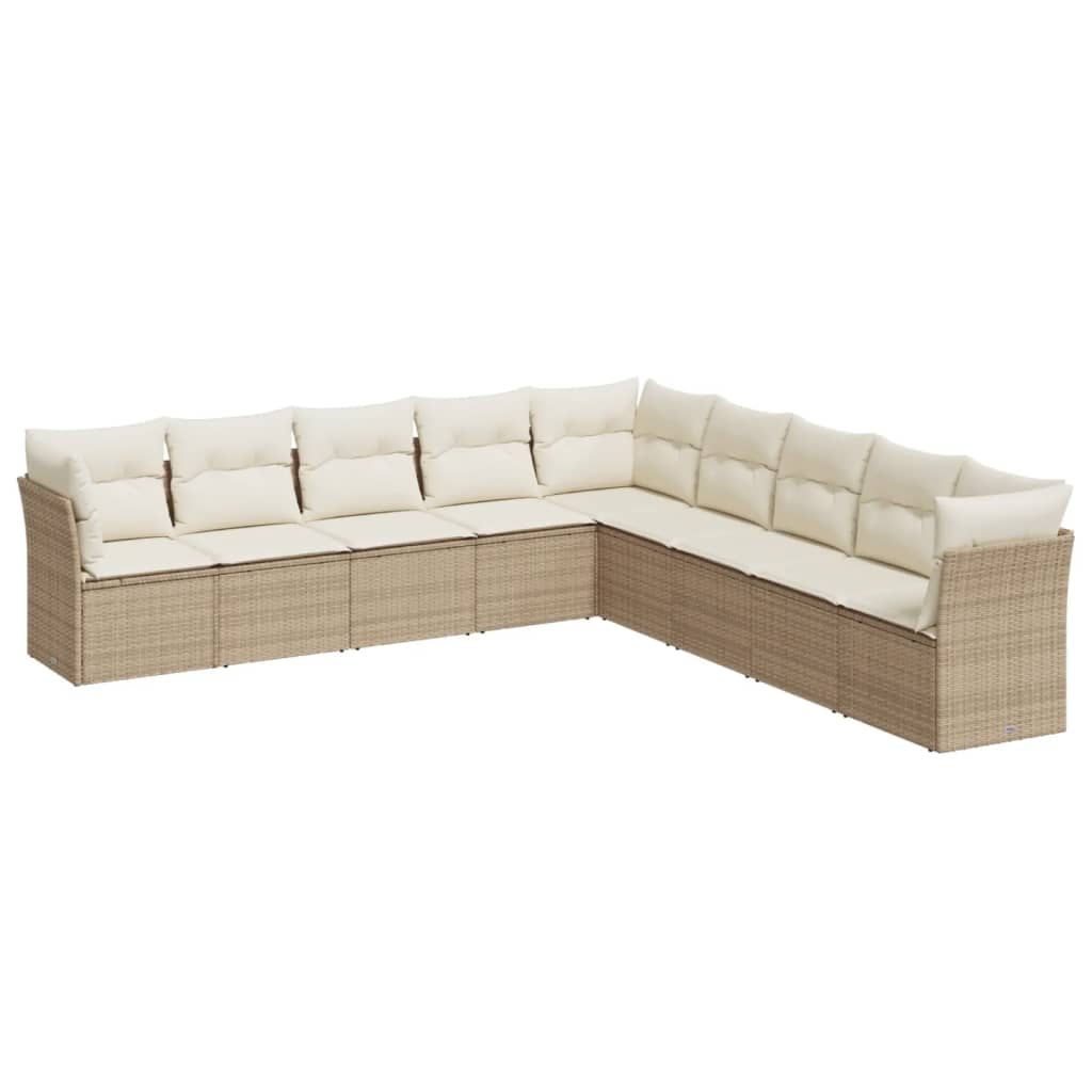 sofasæt til haven 9 dele med hynder polyrattan beige