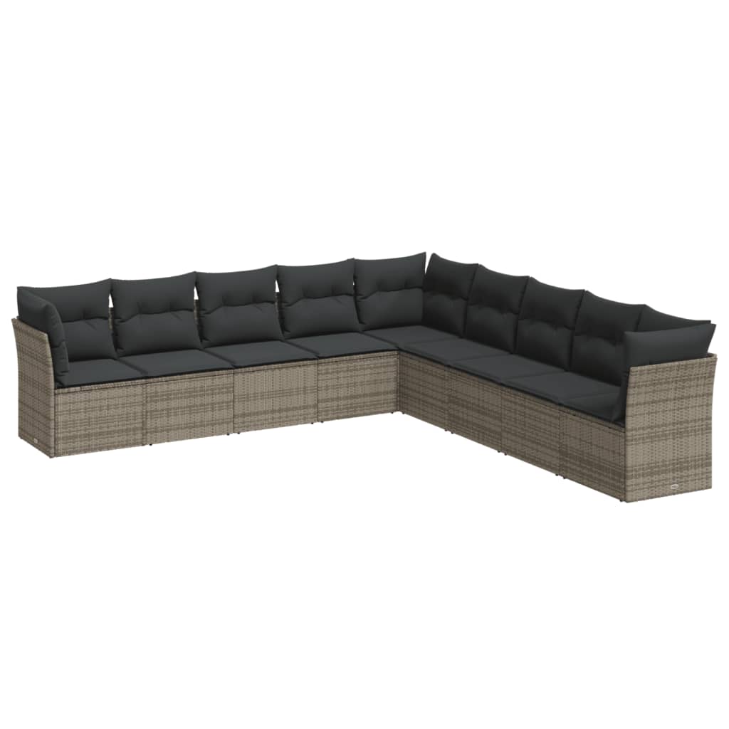 sofasæt til haven 9 dele med hynder polyrattan grå