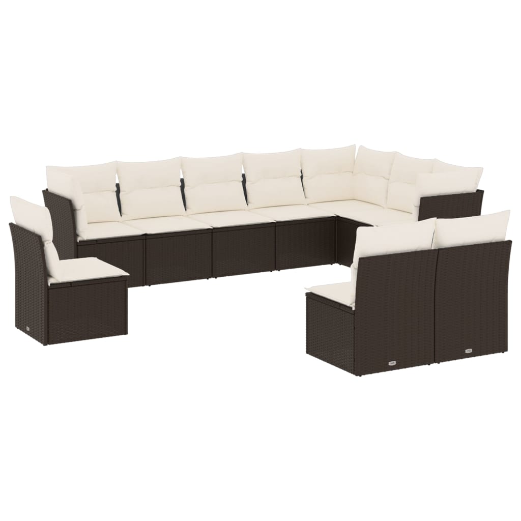 sofasæt til haven 10 dele med hynder polyrattan sort