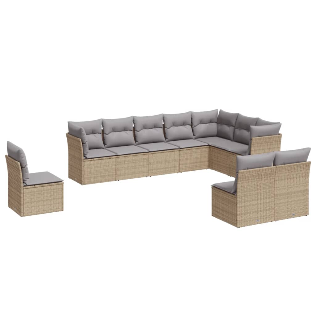 sofasæt til haven 10 dele med hynder polyrattan beige