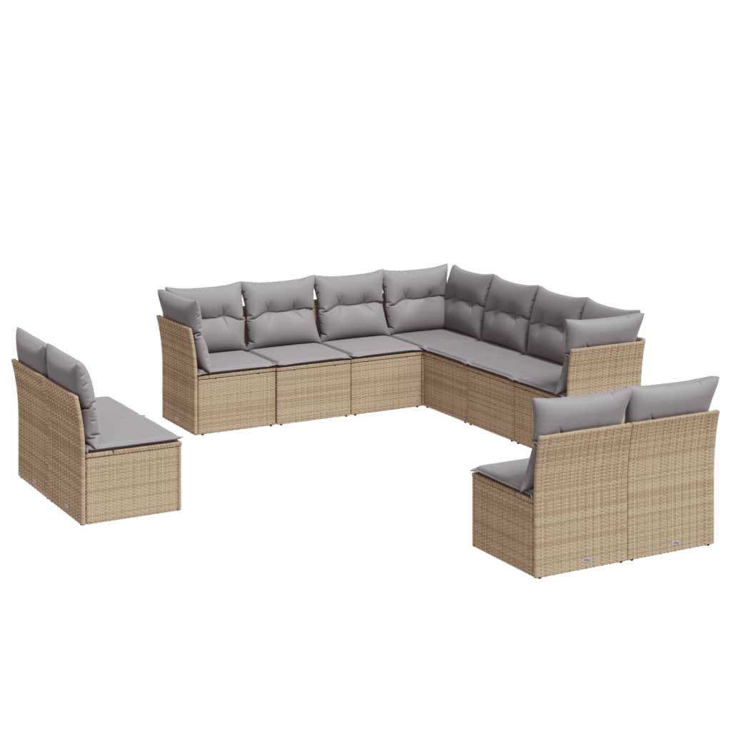 sofasæt til haven 11 dele med hynder polyrattan beige