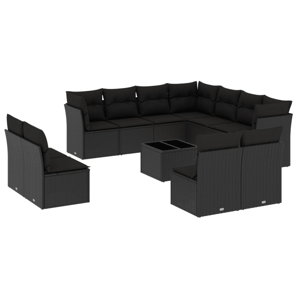 sofasæt til haven 12 dele med hynder polyrattan sort