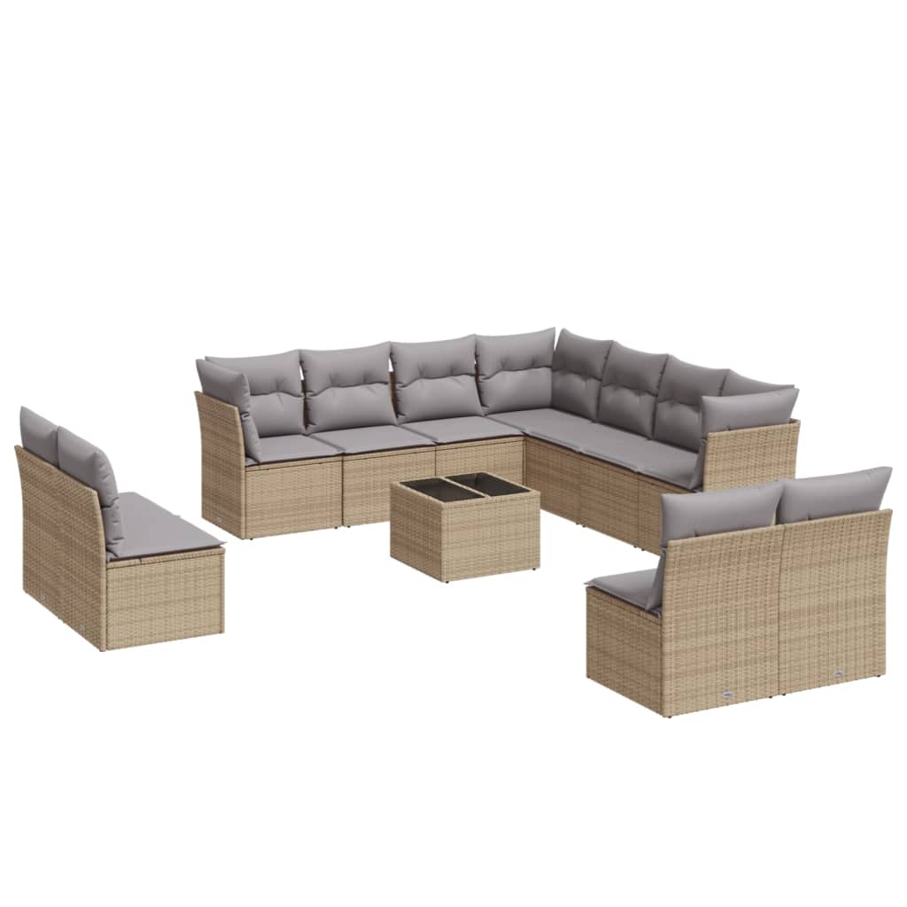 sofasæt til haven 12 dele med hynder polyrattan beige