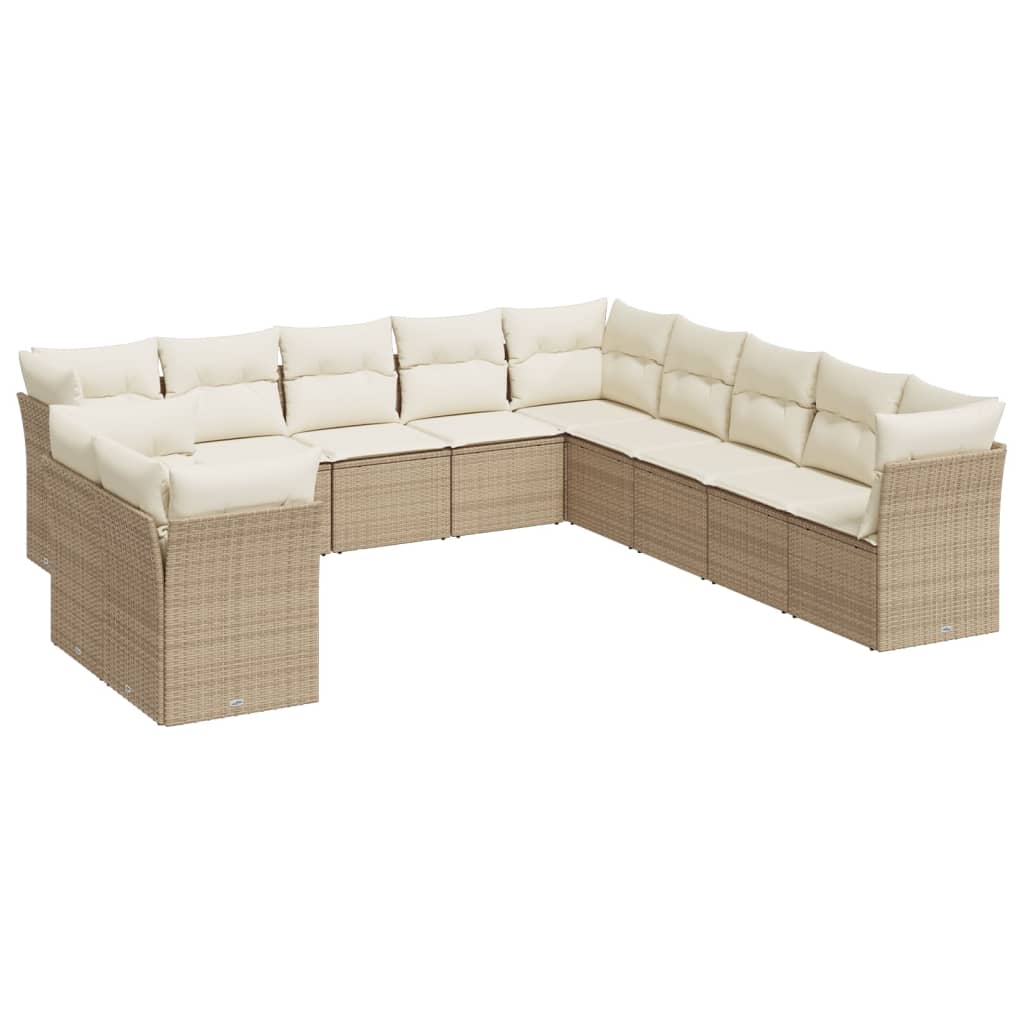 sofasæt til haven 11 dele med hynder polyrattan beige