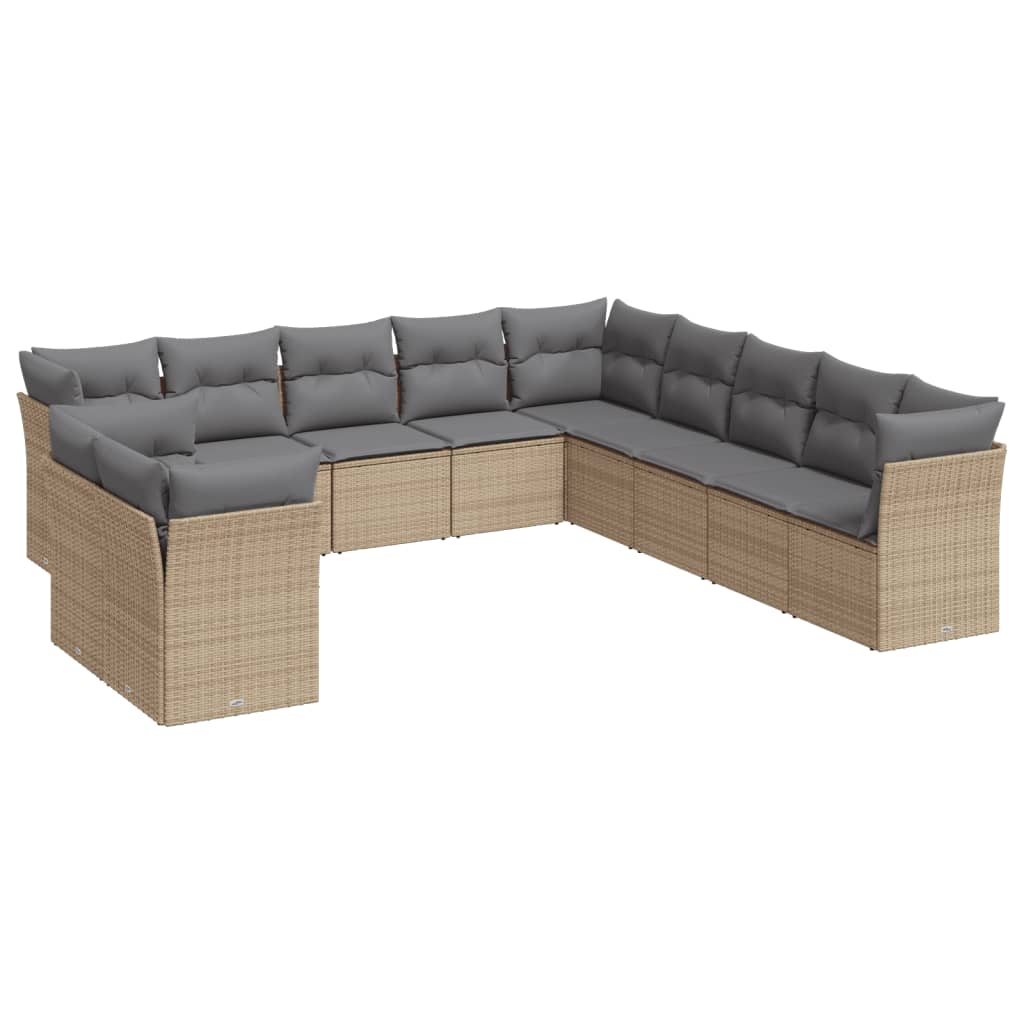 sofasæt til haven 11 dele med hynder polyrattan beige