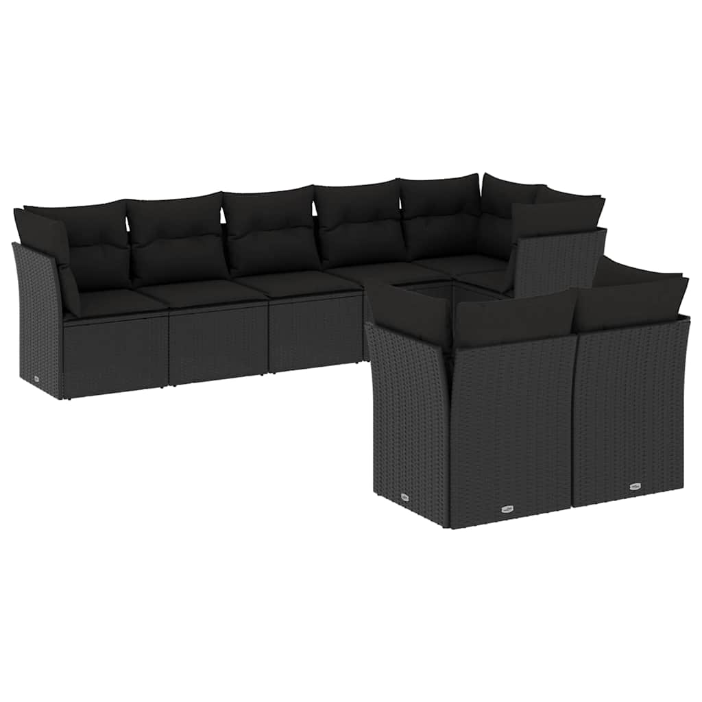 sofasæt til haven 8 dele med hynder polyrattan sort