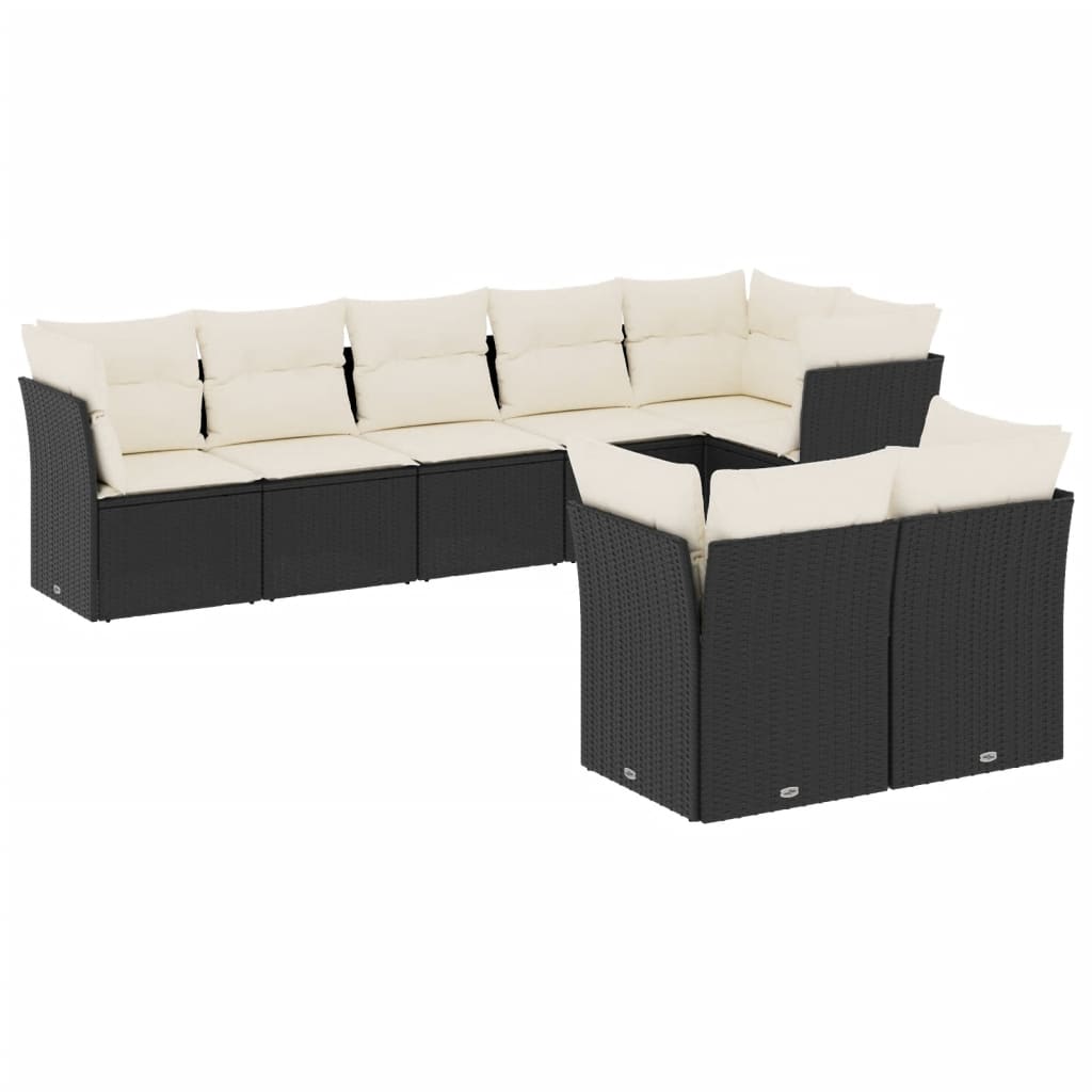 sofasæt til haven 8 dele med hynder polyrattan sort