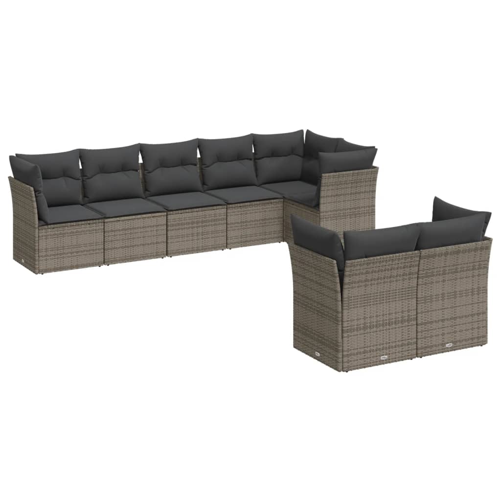 sofasæt til haven 8 dele med hynder polyrattan grå