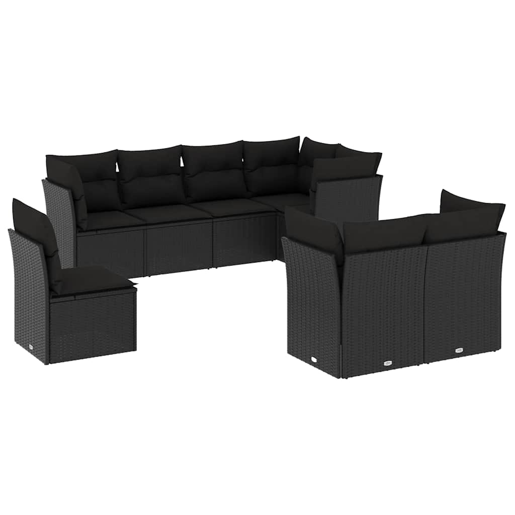 sofasæt til haven 8 dele med hynder polyrattan sort