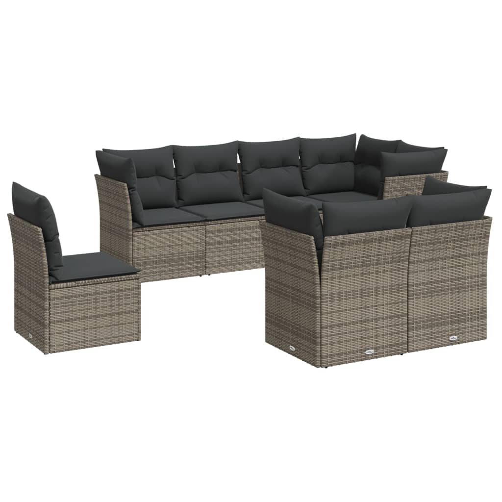 sofasæt til haven 8 dele med hynder polyrattan grå