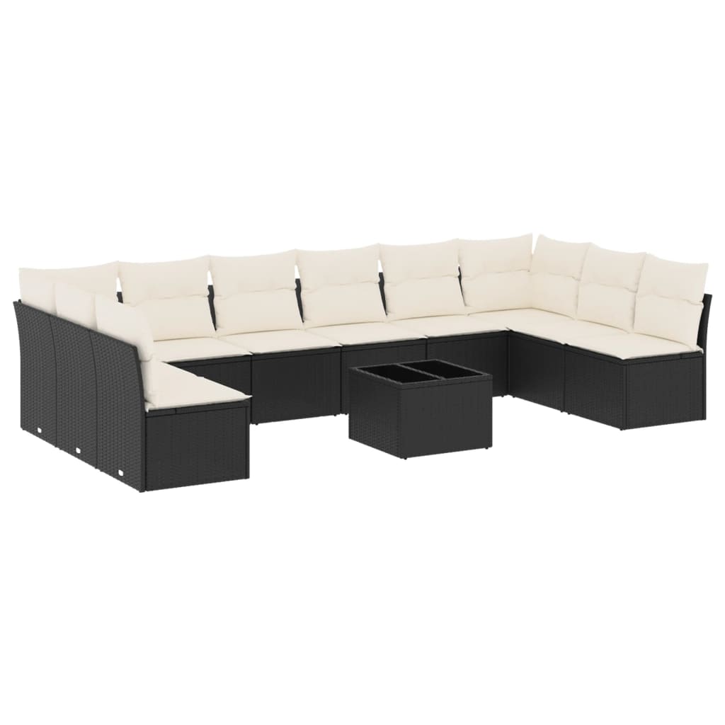 sofasæt til haven 11 dele med hynder polyrattan sort