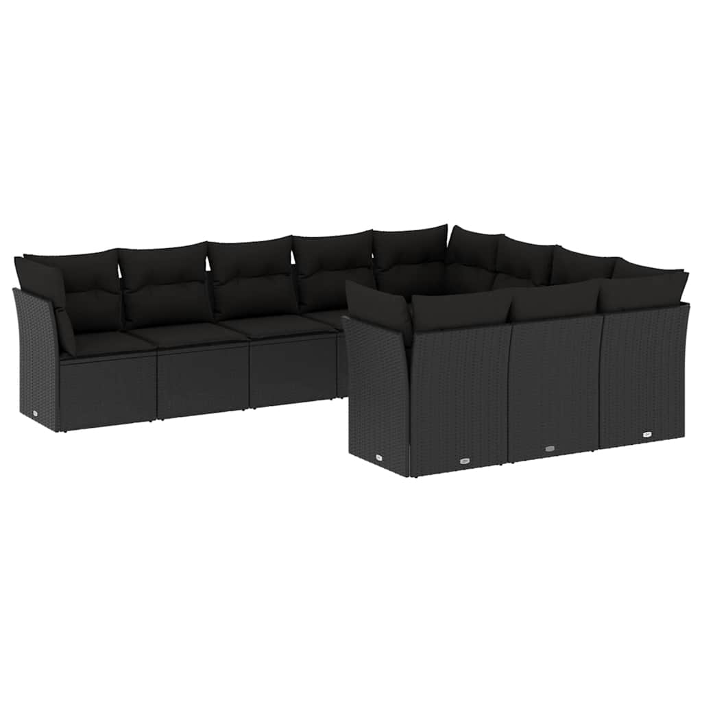 sofasæt til haven 10 dele med hynder polyrattan sort