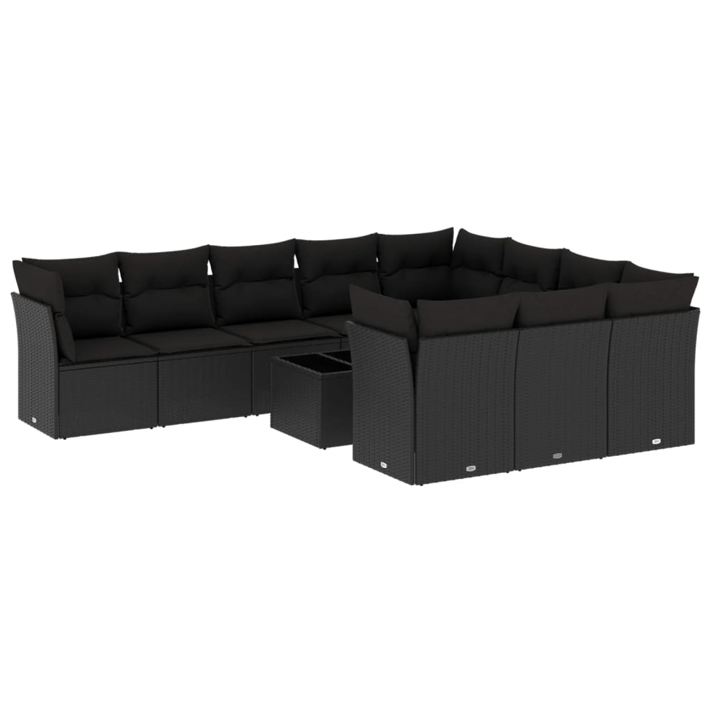 sofasæt til haven 11 dele med hynder polyrattan sort