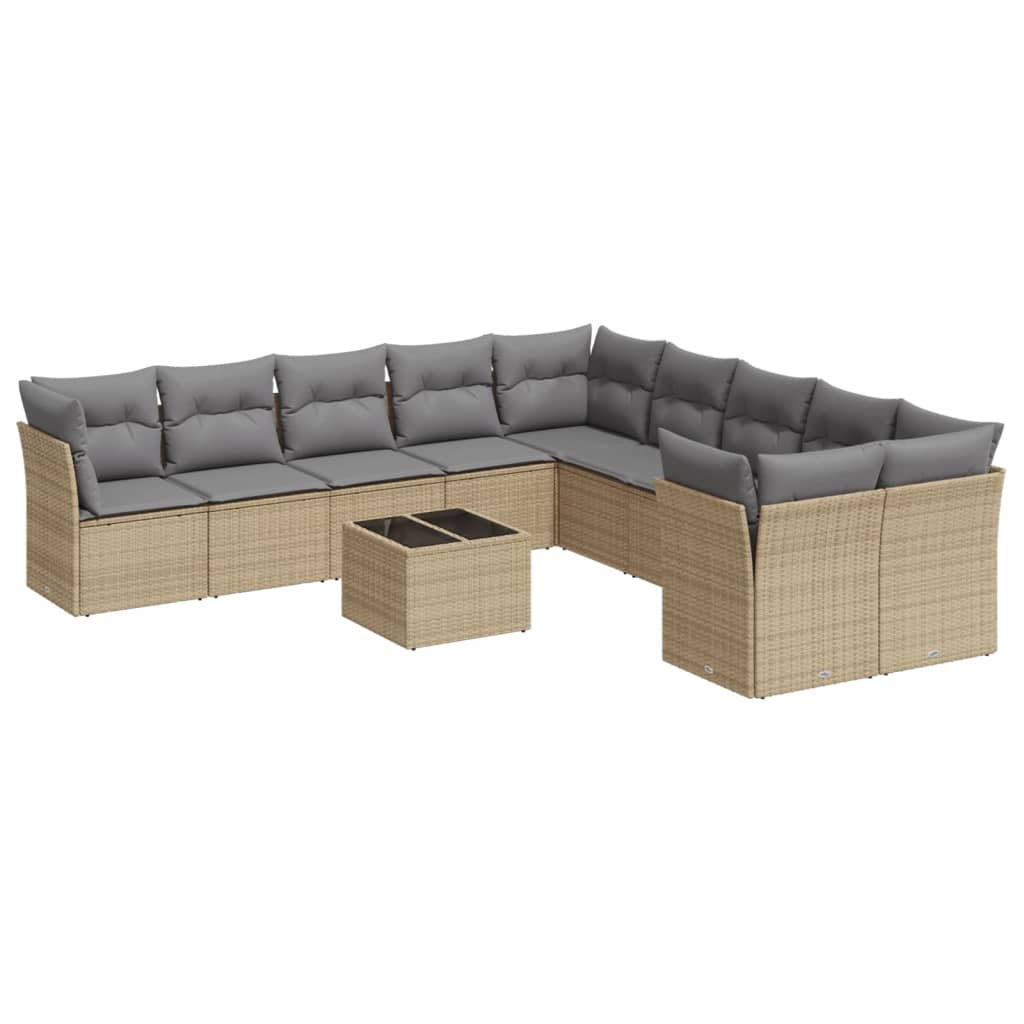 sofasæt til haven 11 dele med hynder polyrattan beige