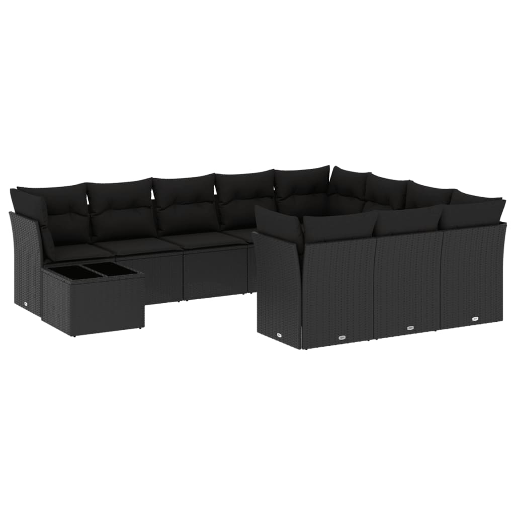 sofasæt til haven 11 dele med hynder polyrattan sort