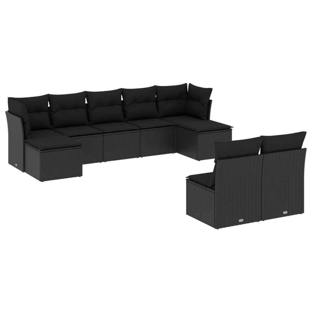 sofasæt til haven 9 dele med hynder polyrattan sort