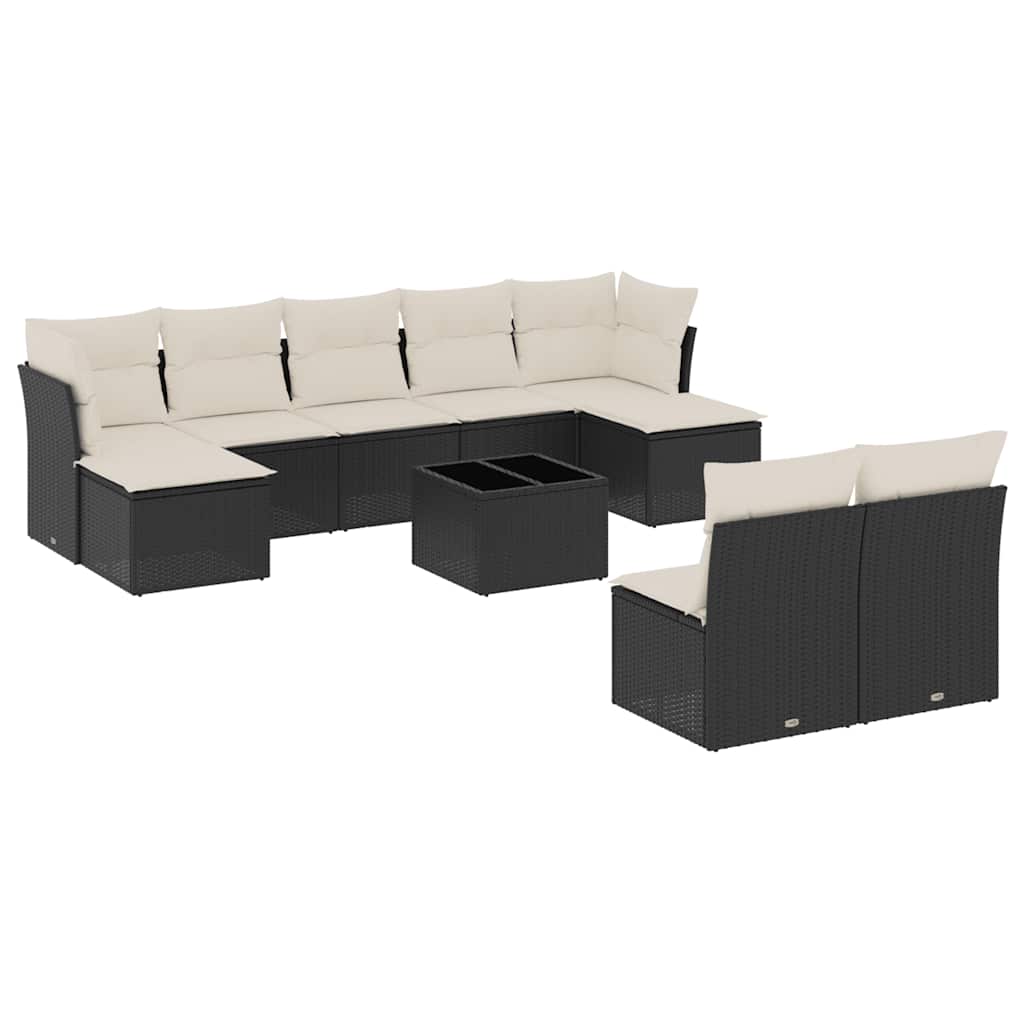 sofasæt til haven 10 dele med hynder polyrattan sort