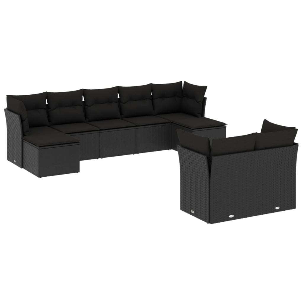 sofasæt til haven 9 dele med hynder polyrattan sort