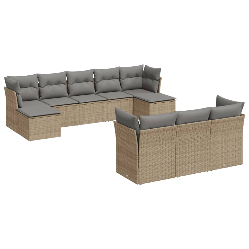 sofasæt til haven 10 dele med hynder polyrattan beige