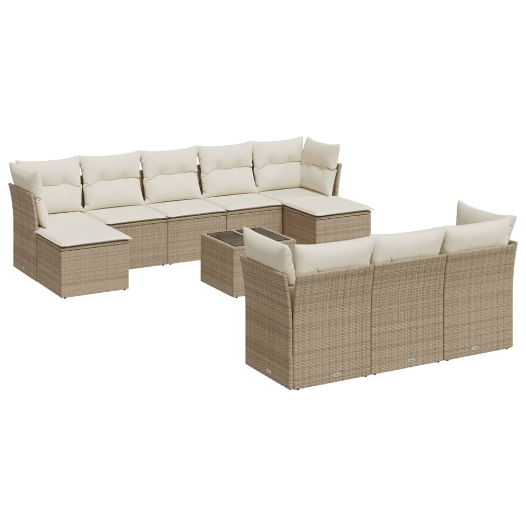 sofasæt til haven 11 dele med hynder polyrattan beige