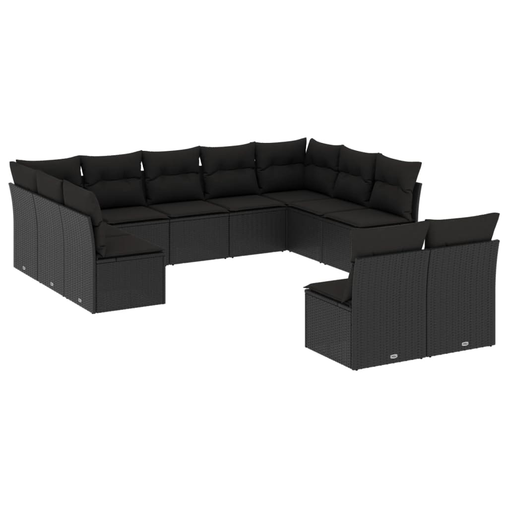 sofasæt til haven 11 dele med hynder polyrattan sort