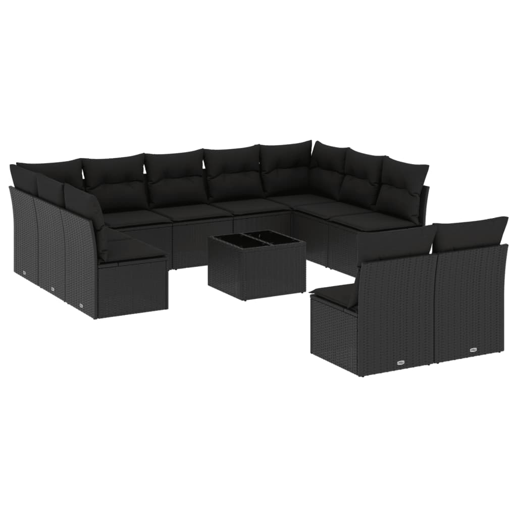 sofasæt til haven 12 dele med hynder polyrattan sort