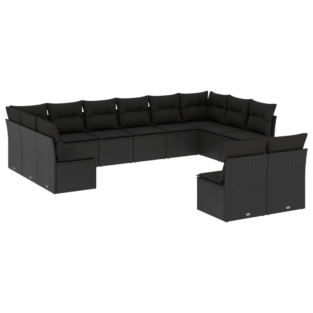 sofasæt til haven 12 dele med hynder polyrattan sort