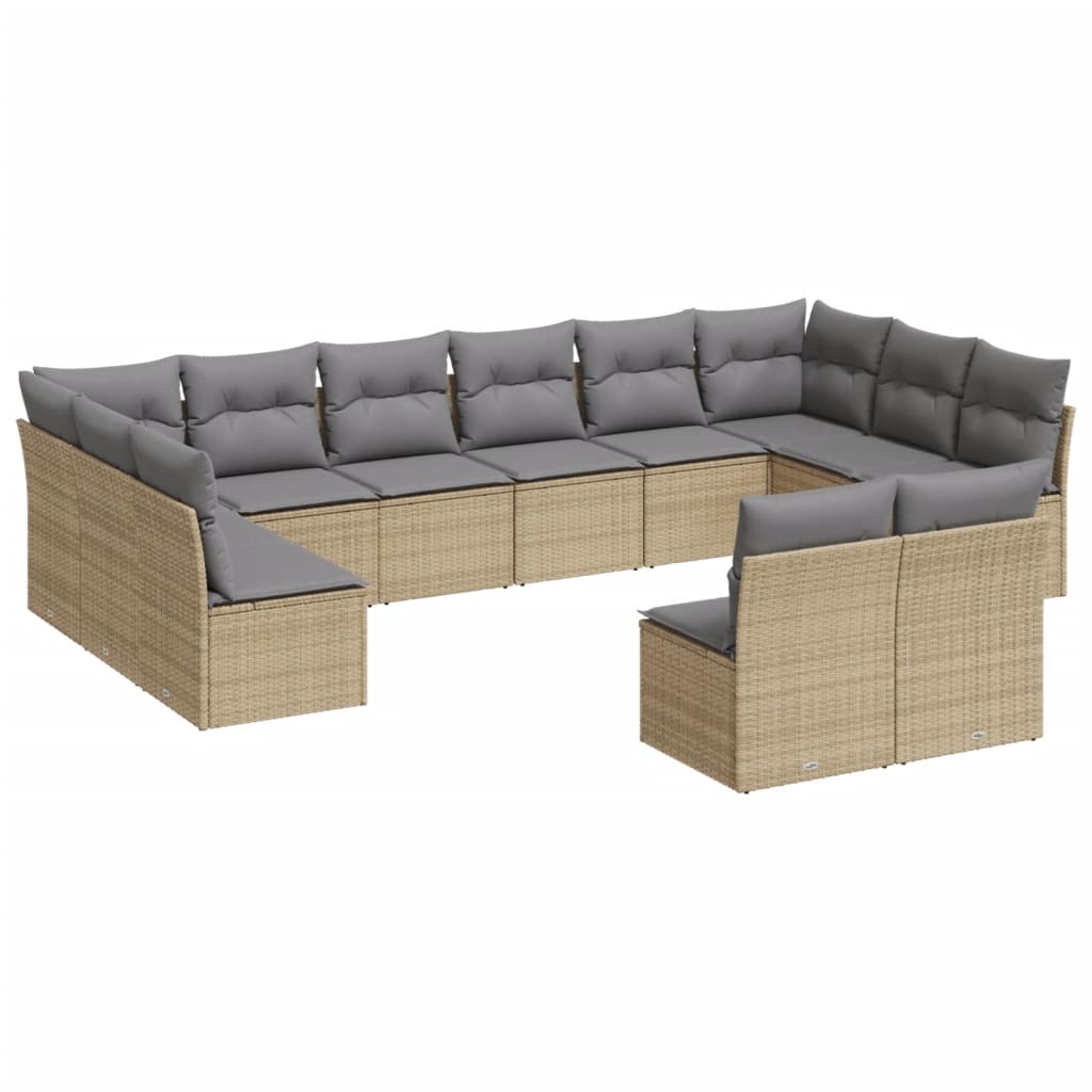 sofasæt til haven 12 dele med hynder polyrattan beige