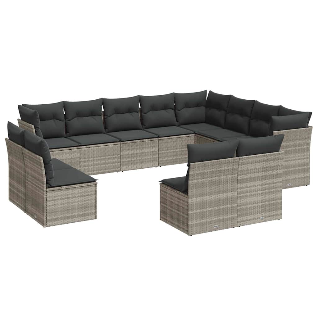 sofasæt til haven 12 dele med hynder polyrattan lysegrå