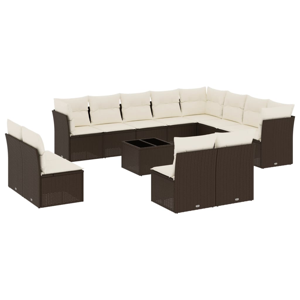sofasæt til haven 13 dele med hynder polyrattan brun