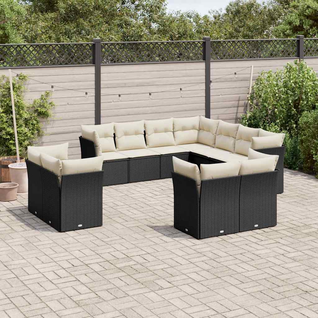 sofasæt til haven 11 dele med hynder polyrattan sort